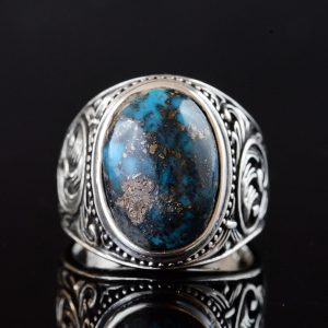 Gerçek Doğal Taş Yüzük, 925 Ayar Gümüş Yüzük (Turkuaz) - Görsel 6