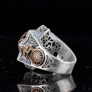 Yıldız Şeklinde Dini Tasarıma Sahip Zirkon Taşlı Gümüş Erkek Yüzük - Görsel 6