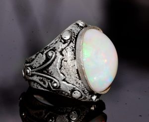 Gerçek Avustralya Opal Taşlı Yüzük, 11.15 Karat, Bizans Yüzüğü, 925 Ayar Gümüş Yüzük - Görsel 4