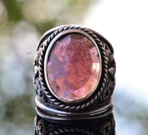 Doğal Granat Taşlı Yüzük - Lily Desenli Erkek Yüzüğü - 925 Ayar Sterlin Gümüş Tasarım - Görsel 5