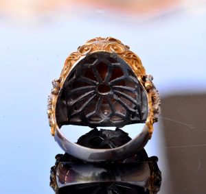 Mason Yüzüğü - Usta Mason Sterling Gümüş Yüzük, Kaplan Gözü Taşı, Altın Kaplama - Görsel 8