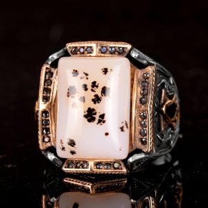 Gerçek Doğal Yemen Akik Taşı Yüzük - 925 Ayar Gümüş Yüzük (Model-4) - Görsel 5