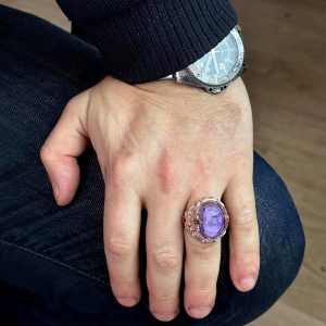 Gerçek Doğal Drusy Kristal Kuvars Taş Yüzüğü, 925 Ayar Gümüş Erkek Yüzüğü - Görsel 3