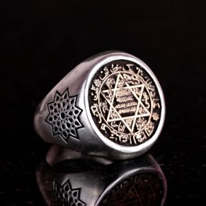 Solomon Yüzük, Mühür Yüzük, Davud Yıldızı Yüzük, 925 Ayar Gümüş Yüzük, Erkek Yüzüğü, Siyah - Görsel 5