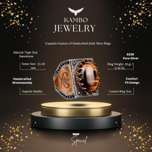 Gerçek Doğal Kaplan Göz Taşı Yüzük, 925 Ayar Gümüş Yüzük - Görsel 2