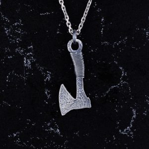 925 Ayar Gümüş Balta Kolye, Viking Esinlenmeli Takı Erkekler için, El Yapımı Rustik Çekicilik - Görsel 3