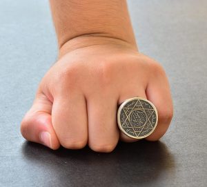 Yuvarlak Davut Yıldızı Yüzüğü, Süleyman Yüzüğü, 925 Ayar Gümüş Erkek Büyük Yüzük - Görsel 7