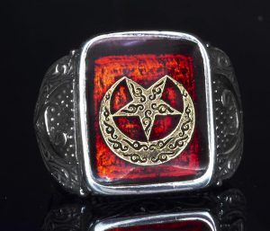 925 Ayar Gümüş Erkek Yüzük - Ay ve Yıldız ile Oluşturulmuş Granat Taşı - Görsel 4