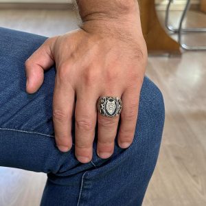 Sterling Gümüş Desenli Yüzük, Amblem - Zarif Kültürel Tasarım (Kurt Başı) - Görsel 3
