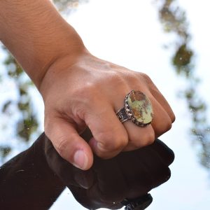 Büyük halka, Gerçek Doğal Arizona Turkuaz Taşı Yüzük, El Yapımı Yüzük, 925 Ayar Gümüş Yüzük Erkekler İçin - Görsel 7