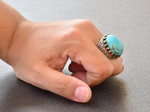 Doğal Arizona Turkuaz Taşlı Yüzük - Gümüş Erkek Yüzüğü - Görsel 7