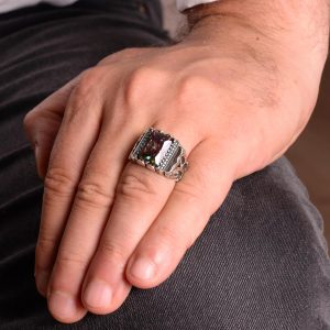 Mistis Topaz Taşı Gümüş Erkek Yüzük, 925 Ayar Gümüş Yüzük - Görsel 2