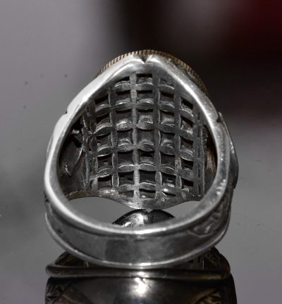 Doğal Kan Taşı Erkek Yüzüğü - 925 Ayar Gümüş Osmanlı İmparatorluğu Tuğra Tasarımı - Görsel 8