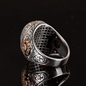 925 Ayar Gümüş Doğal Akuamarin Taşlı Erkek Yüzük - El Yapımı Kral Takı - Görsel 7