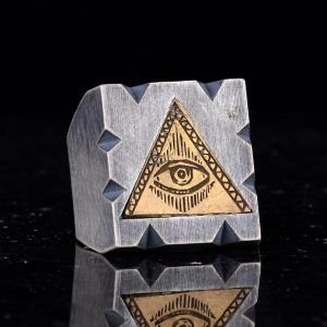 Sterling Gümüş Horus Göz Yüzüğü, Kare Tasarım, 925 Gümüş Erkek Yüzüğü - Görsel 6