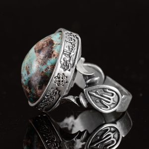 El Yapımı Doğal Arizona Turkuaz Taş Yüzük - 925 Ayar Gümüş Yüzük Erkekler İçin - Stil-4 - Görsel 5