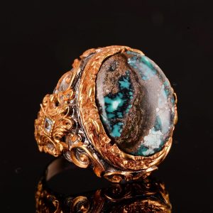 Gerçek Doğal Azurit Taşı Yüzük, El Yapımı Yüzük, 925 Ayar Gümüş Yüzük Erkekler İçin - Görsel 6