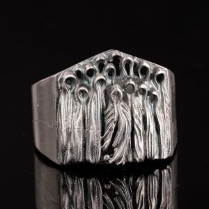 Gümüş Korkunç Hayalet El Yapımı Yüzük, 925 Ayar Sert Gümüş Yüzük Erkekler İçin, Gotik Yüzük - Görsel 5