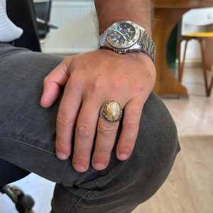 Gerçek Doğal Taş El Yapımı Yüzük - 925 Ayar Gümüş El Yapımı Yüzük - Şık Özel Yüzük (Altın Rutile Kuvars) - Görsel 3