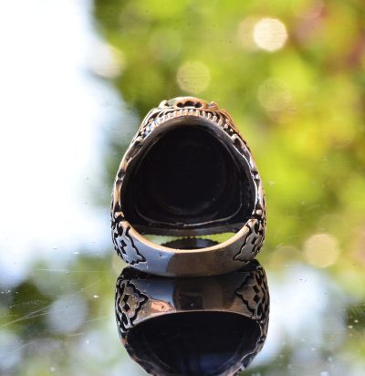 El Yapımı Doğal Turkuaz Yüzük | 925 Ayar Gümüş Erkek Yüzük | Koruma ve Şifa Tasarımı - Görsel 5