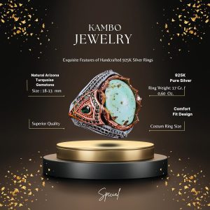 Gerçek Doğal Arizona Turkuaz Taş Yüzük, Erkekler için, Minimalist Yüzük, 925 Ayar Gümüş Yüzük - Görsel 2