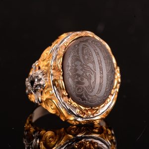 İslami Yüzük, Hematit Taşlı Yüzük, Dini Yüzük, Erkek Yüzüğü, 925 Ayar Gümüş Yüzük - Görsel 4