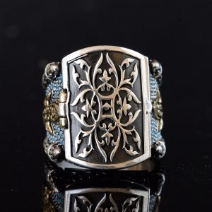 925 Ayar Gümüş Erkek Kutu Yüzük, Turkuaz Taşlarla, Erkekler İçin Farklı Tasarım - Görsel 6