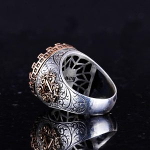 Gerçek Doğal Taş Yüzük - El Yapımı Kral Yüzüğü - 925 Ayar Gümüş Yüzük (Kaplan Göz) - Görsel 7