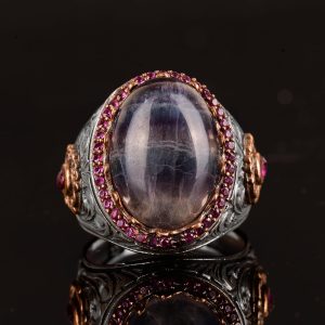 Gerçek Doğal Florit Taş Yüzük, Kral Yüzük, El Yapımı Yüzük, 925 Ayar Gümüş Yüzük Erkekler İçin - Görsel 6