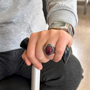 925 Ayar Katı Gümüş Erkek Yüzük - Doğal Taşlarla El Yapımı Şıklık (Cabochon Yakut Taşı) - Görsel 3