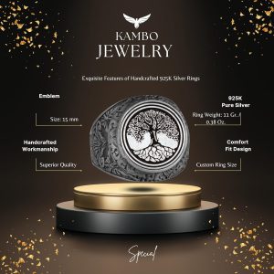 Hayat Ağacı Yüzüğü - 925 Ayar Gümüş Yüzük Erkekler için - Görsel 3