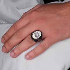 925 Ayar Gümüş Erkek Yüzük - David Yıldızı Takı (İki Başlı Kartal) - Görsel 3