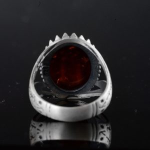Gerçek Doğal Hessonit Garnet Taş Yüzük, İslami Yüzük, 925 Ayar Sterlin Gümüş Yüzük - Görsel 8