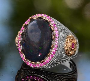 Doğal Avustralya Opal Taşlı Yüzük, 925 Ayar Gümüş Yüzük, Opal Yüzük - Görsel 3