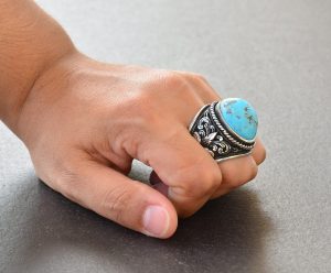Doğal Arizona Turkuaz Taş Yüzük, Erkek Yüzük, Gümüş Yüzük yeşil - Görsel 7