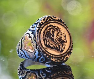 Aslan Yüzük, Hayvanlar Yüzük, Afrika Aslan Yüzüğü, 925 Ayar Gümüş Yüzük - Görsel 3