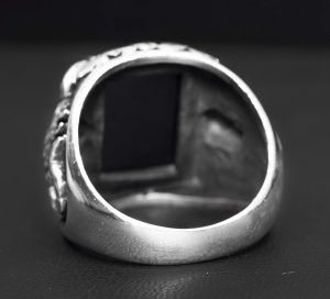 Erkekler için Sterlin Gümüş Akrep Yüzük - Doğal Oniks Taşı, Hayvan Tasarımı - Görsel 6