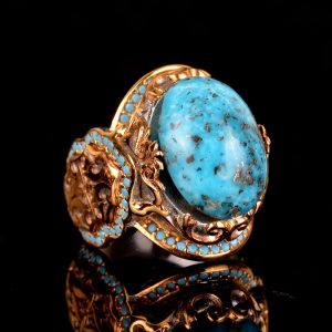 Gerçek Arizona Turkuaz Taşı, Camii Yüzüğü, Sterlin Gümüş Yüzük Mavi - Görsel 5