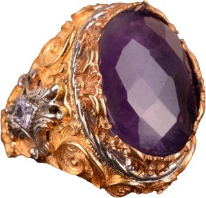 925 Ayar Gümüş Erkek Yüzük, Gerçek Doğal Ametist Taşlı Yüzük, Sultan Yüzüğü - Görsel 1