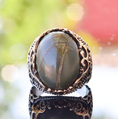 El Yapımı Doğal Jasper Yüzük | 925 Ayar Gümüş Erkek Yüzük | Topraklama ve Denge Tasarımı - Görsel 3