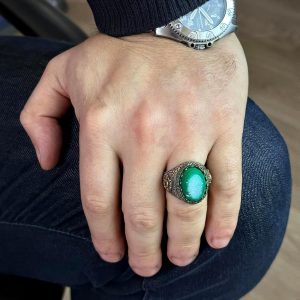 Gerçek Doğal Drusy Kristal Kuvars Taşı Erkek Yüzüğü, Vintage Yüzük, 925 Ayar Gümüş Yüzük - Görsel 3