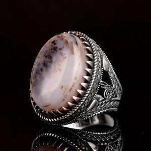 Gerçek Doğal Yemen Agat Taşı Yüzük, 27.90 Karat, Gümüş Yüzük, Osmanlı Mühür Yüzüğü, Erkek Yüzüğü - Görsel 4