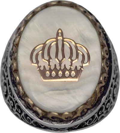 Regal ve Sembolik Erkek 925 Ayar Gümüş Yüzük - Taç Sembolü ve Doğal Taşlarla Süslenmiş - Görsel 4