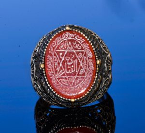 El Yapımı Süleyman Mührü Yüzüğü, Gerçek Kırmızı Akik Taşı, İslami Erkek Yüzüğü, 925 Ayar Gümüş - Görsel 5