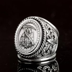 925 Ayar Gümüş Yüzük, El Yapımı Ölüm Meleği Yüzüğü Erkekler İçin, Ölüm Meleği Yüzüğü - Görsel 4