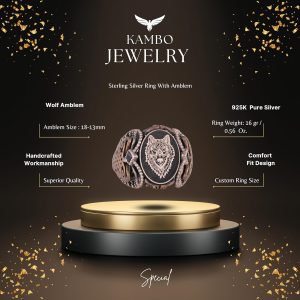 Sterling Gümüş Desenli Yüzük, Amblem - Zarif Kültürel Tasarım (Kurt Başı) - Görsel 2