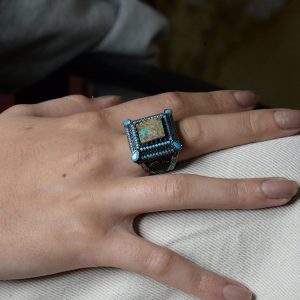 Doğal Turkuaz Taş Yüzük, Kare Tasarım - 925 Ayar Gümüş Erkek Yüzüğü, El Yapımı Şıklık - Görsel 6