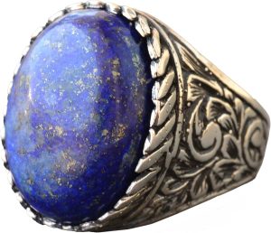 Gerçek Lapis Lazuli Taşı, El Yapımı Yüzük, Gümüş Erkek Yüzüğü - Görsel 1
