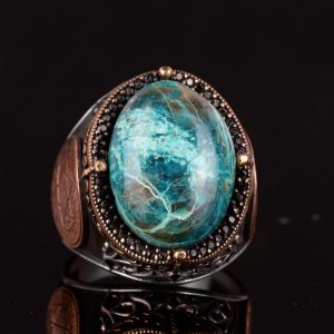 Gümüş Süleyman Mührü Yüzüğü, Gerçek Doğal Kırmızı Krysokolla Taşı Yüzüğü, 925 Ayar Saf Gümüş Erkek Yüzüğü - Görsel 4