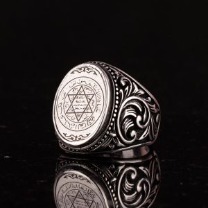 David Yıldızı Yüzüğü, 925 Ayar Gümüş Yüzük, Süleyman Mührü Yüzüğü, El Yapımı Erkek Süleyman Mührü Gümüş Yüzük - Görsel 5